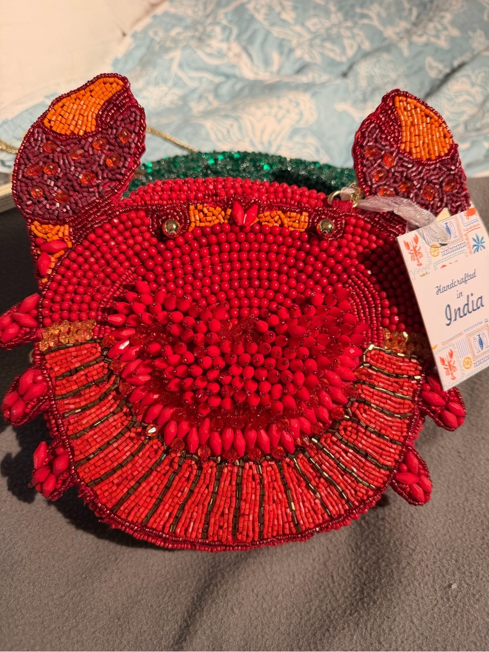 T.J.Maxx Red Beaded Round Crossbody Bag